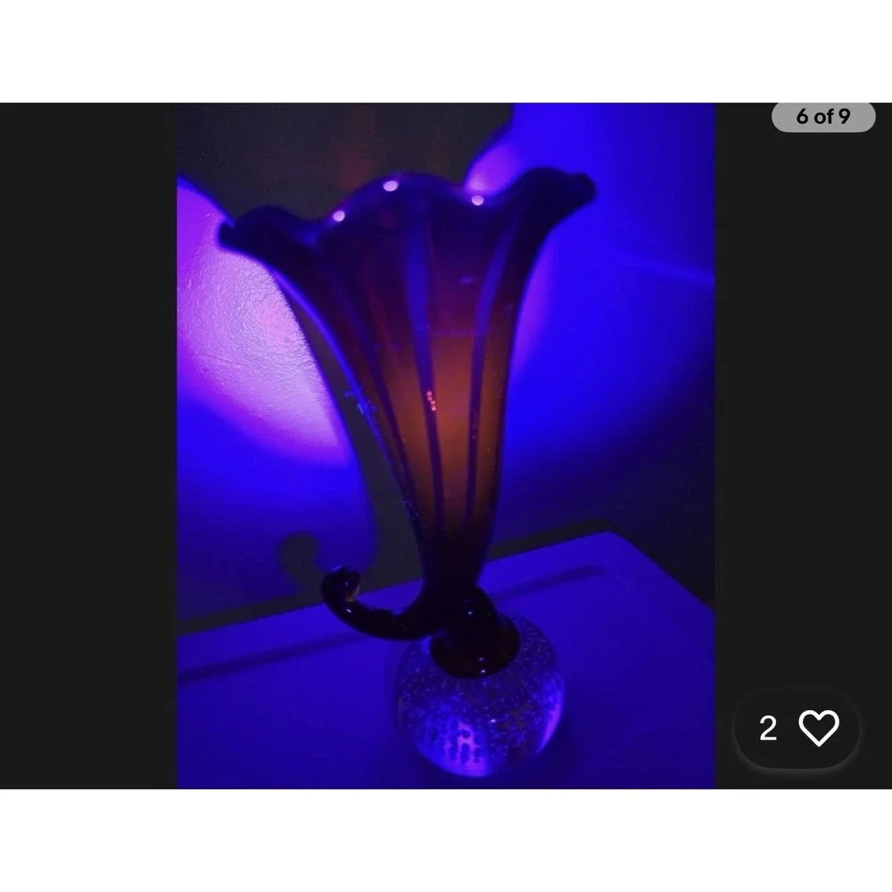 Pairpoint Ruby Vase Crystal Bubble Ball Connector Cadmium Glow